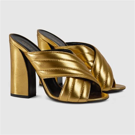 gucci metallic crossover sandal|Gucci sandals for women.